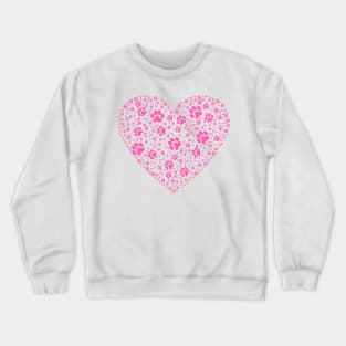 Pink Heart with Paw Prints Crewneck Sweatshirt